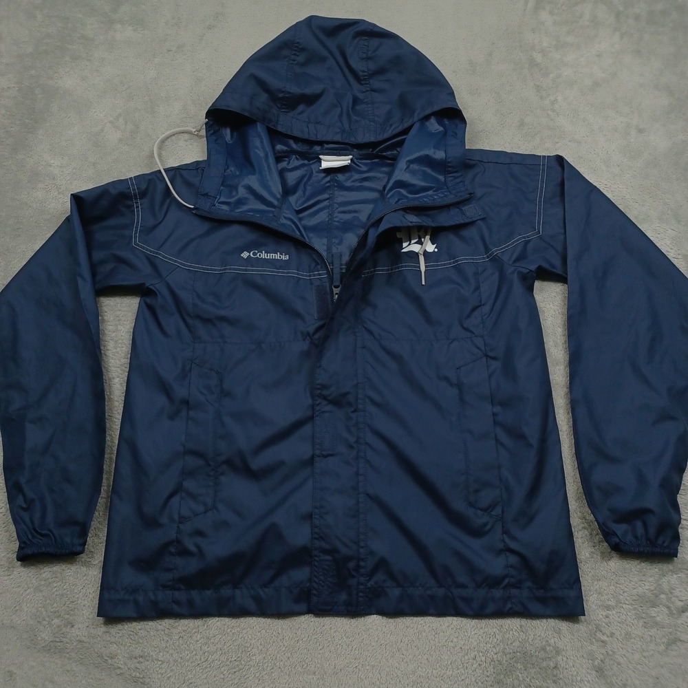 Rice Owls Jacket Womens Medium BLue Columbia Lightweight Hooded Full ZIp
